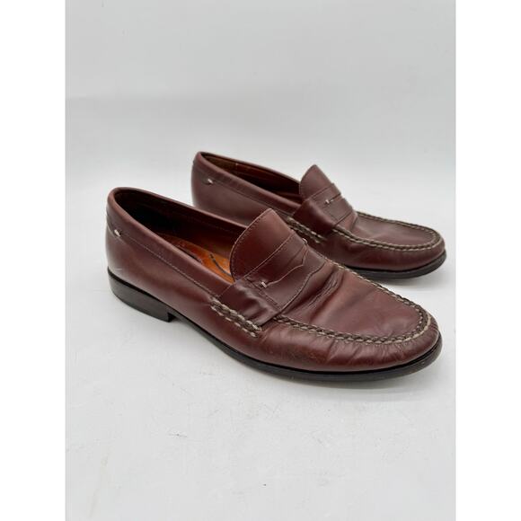 Johnston & Murphy Brown Leather Men\'s Penny Slip On Loafer Size 10